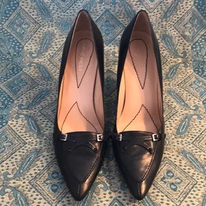 Nine West Entrancingr Black Leather Stilettos EUC